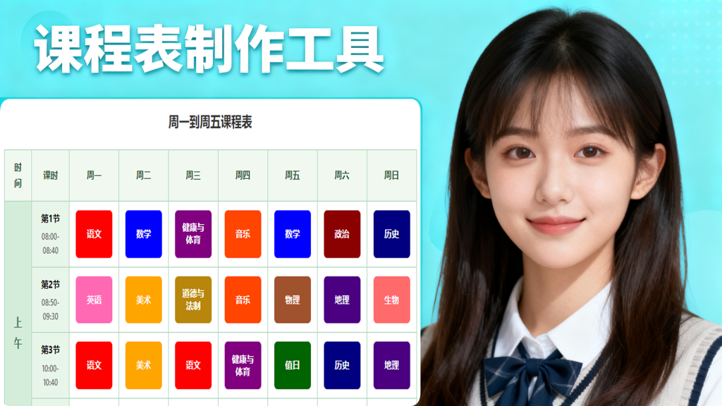 家长老师必备的课程表制作神器，完全免费，功能超多，可自定义设置-爱工作