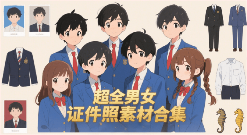 700款PSD证件照服装素材大放送！高清无水印男女通用，影楼修图/个人自用必备-爱工作