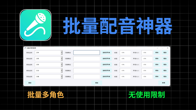 批量多角色配音原代码，可做自己的引流工具-爱工作