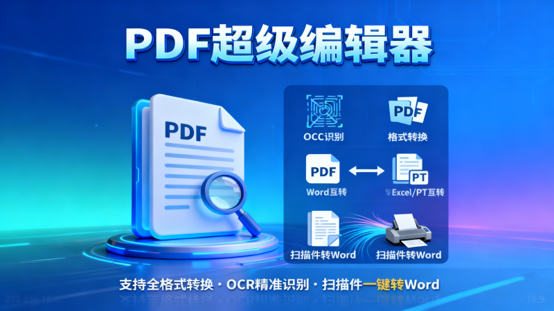 超级给力的pdf编辑器，支持批量pdf转word、ppt等格式，支持pdf扫描件文字识别-爱工作