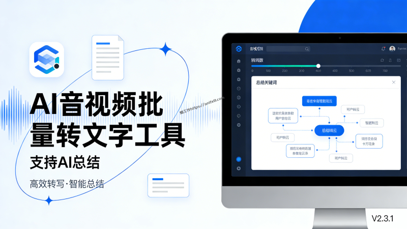 智能AI音视频批量转文字，支持AI校对、智能总结，超给力-爱工作