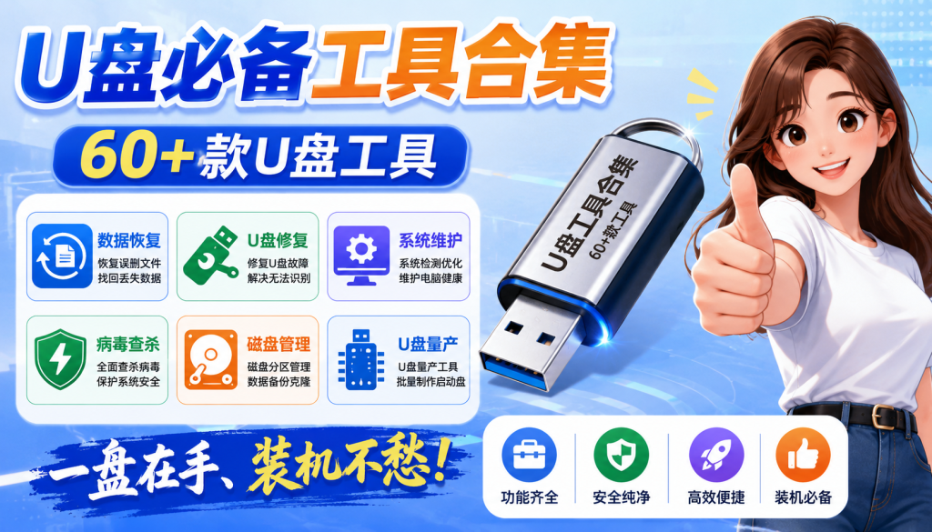 U盘维护检测工具包合集！62款实用工具合集，量产、维修、加密、清理U盘等-爱工作