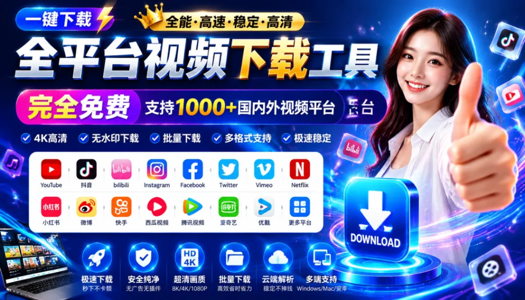 Videdown全网通用！这款开源免费视频下载工具，多平台高清视频一键保存-爱工作