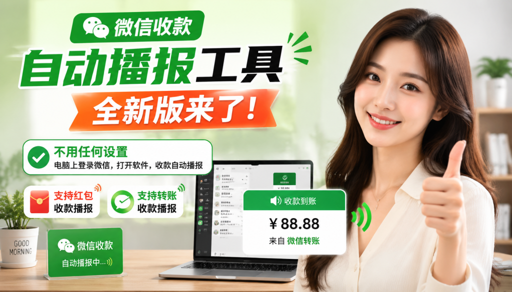 微信收款播报电脑版，做生意的必备工具之一-爱工作