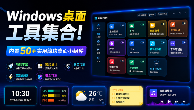 内置50多款实用工具的windows工具合集来了，时钟、截图、天气，超全面-爱工作