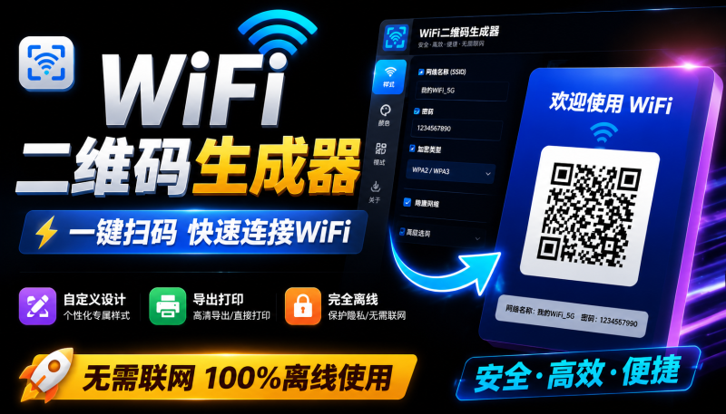 wifi二维码生成器，把无线网账号密码更美观的打印出来-爱工作