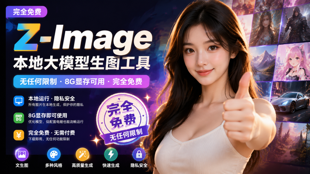 z-image本地绘画大模型，没有提示词限制，想画什么都OK，8G显卡可用-爱工作