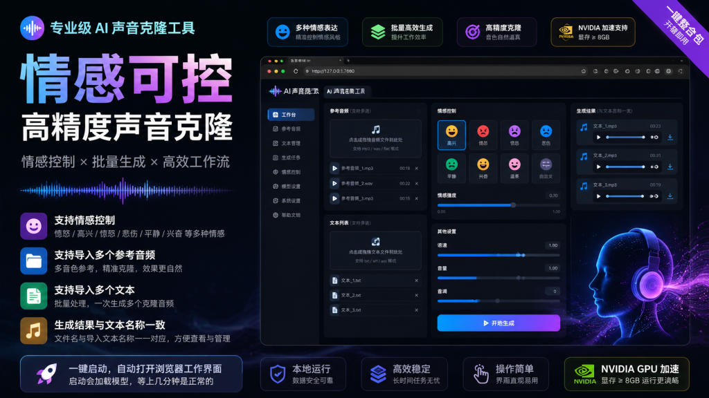 IndexTTS2批量配音版，支持情感调试-爱工作