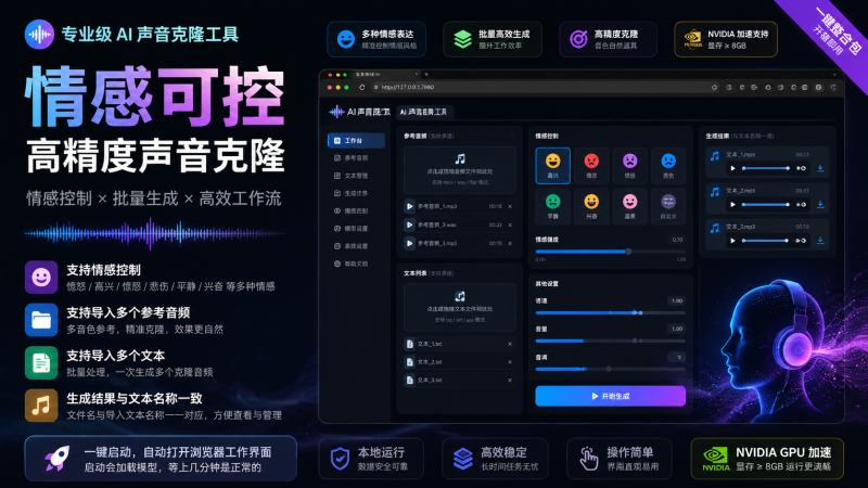 IndexTTS2批量配音版，支持情感调试-爱工作