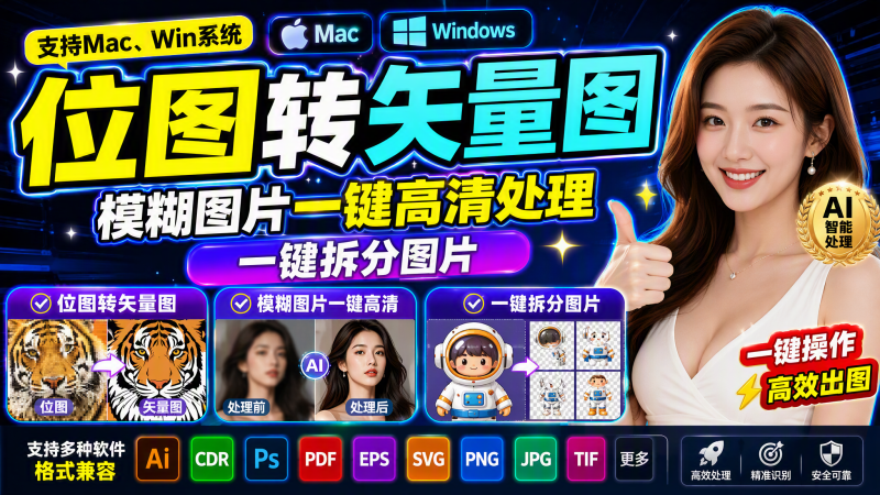 模糊图片放大，位图转矢量图，Vector Magic设计神器-爱工作