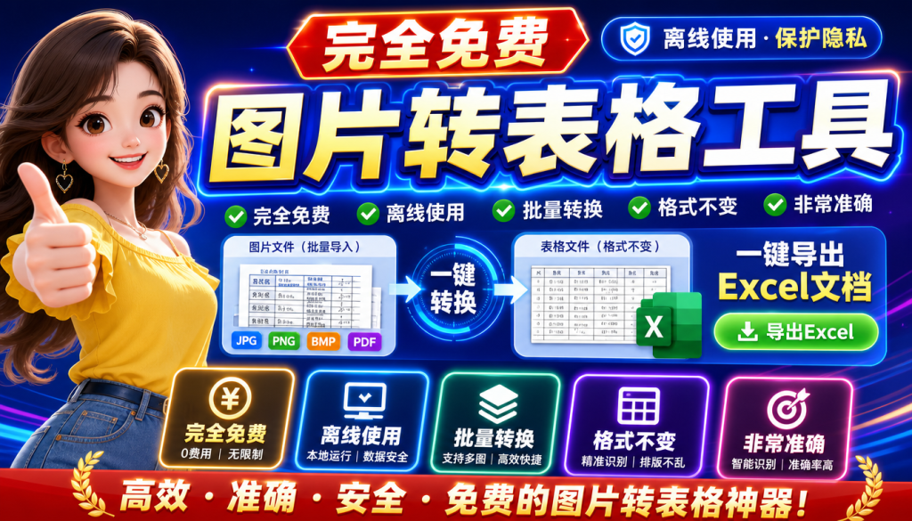 图片批量转表格，离线可用，保持原图格式不变-爱工作