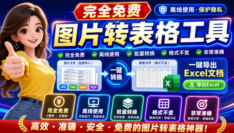 图片批量转表格，离线可用，保持原图格式不变-爱工作