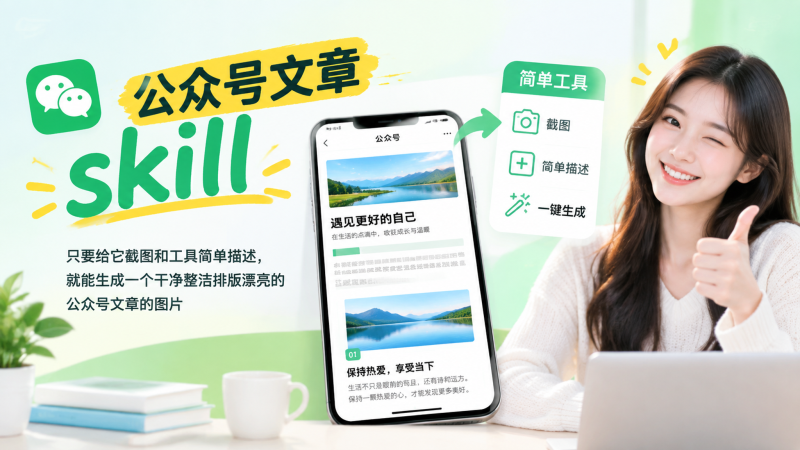 公众号文章一键生成，最新文章生成skill，排版、文案全搞定-爱工作
