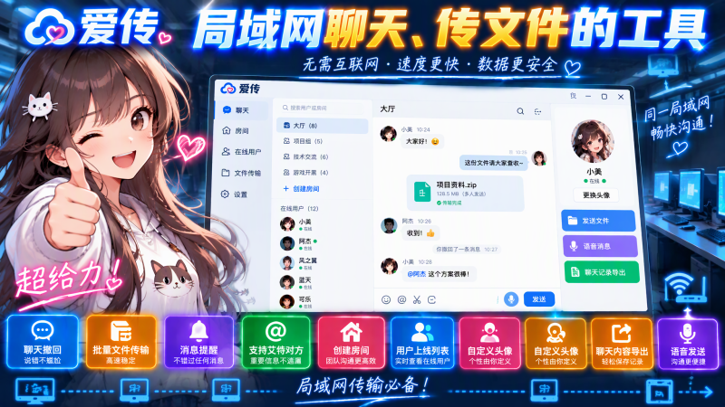 局域网传输文件神器，支持局域网聊天，支持局域网打印，功能超多，完全免费-爱工作